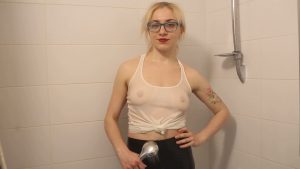 Shiny Leather Heaven aka Leather Love – Wet White Shirt and Latex Pants in the Shower