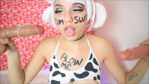 Claire Moon – Slutty Cow Sucks Two Cocks